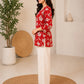Red Floral Printed Rayon A-Line Kurti