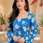 Red Floral Printed Rayon A-Line Kurti