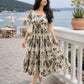 White Floral Printed Rayon Dress