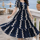 Dark Blue Printed Rayon Fit & Flare Dress