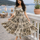 White Floral Printed Rayon Dress