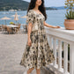 White Floral Printed Rayon Dress
