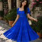 Blue Bandhani Print Cotton Maxi Dress for Women