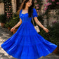 Blue Bandhani Print Cotton Maxi Dress for Women