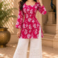 Red Floral Printed Rayon A-Line Kurti