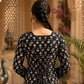 Black Floral Printed Cotton Kurti with Square Neck