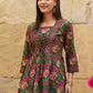 Green Floral Printed Rayon Top for Women