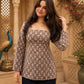 Black Floral Printed Cotton Kurti with Square Neck