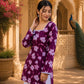 Purple Floral Printed Rayon Kurta for Women